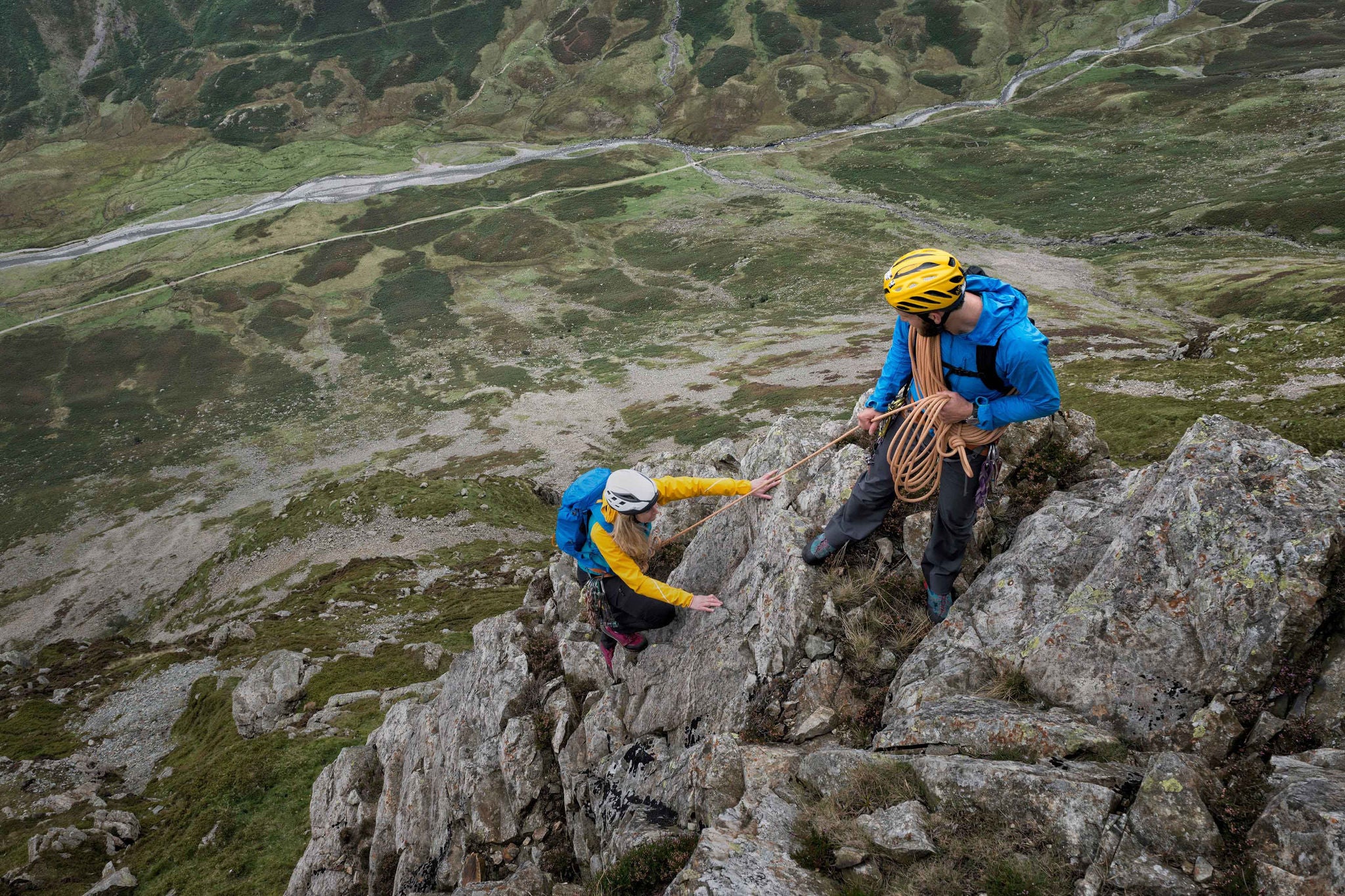 Hikers climbing up a mountain
