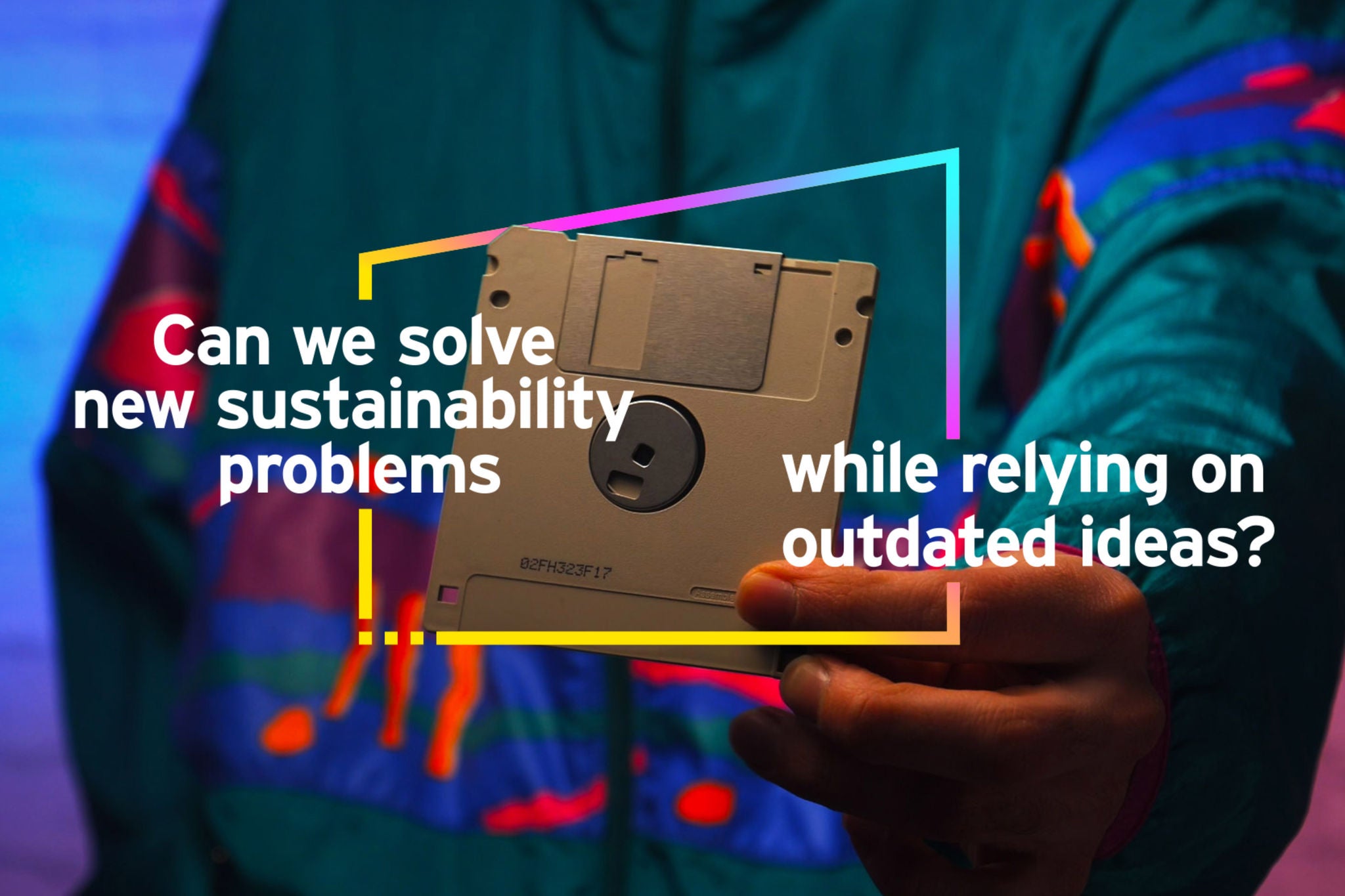 Close up hand with floppy disc