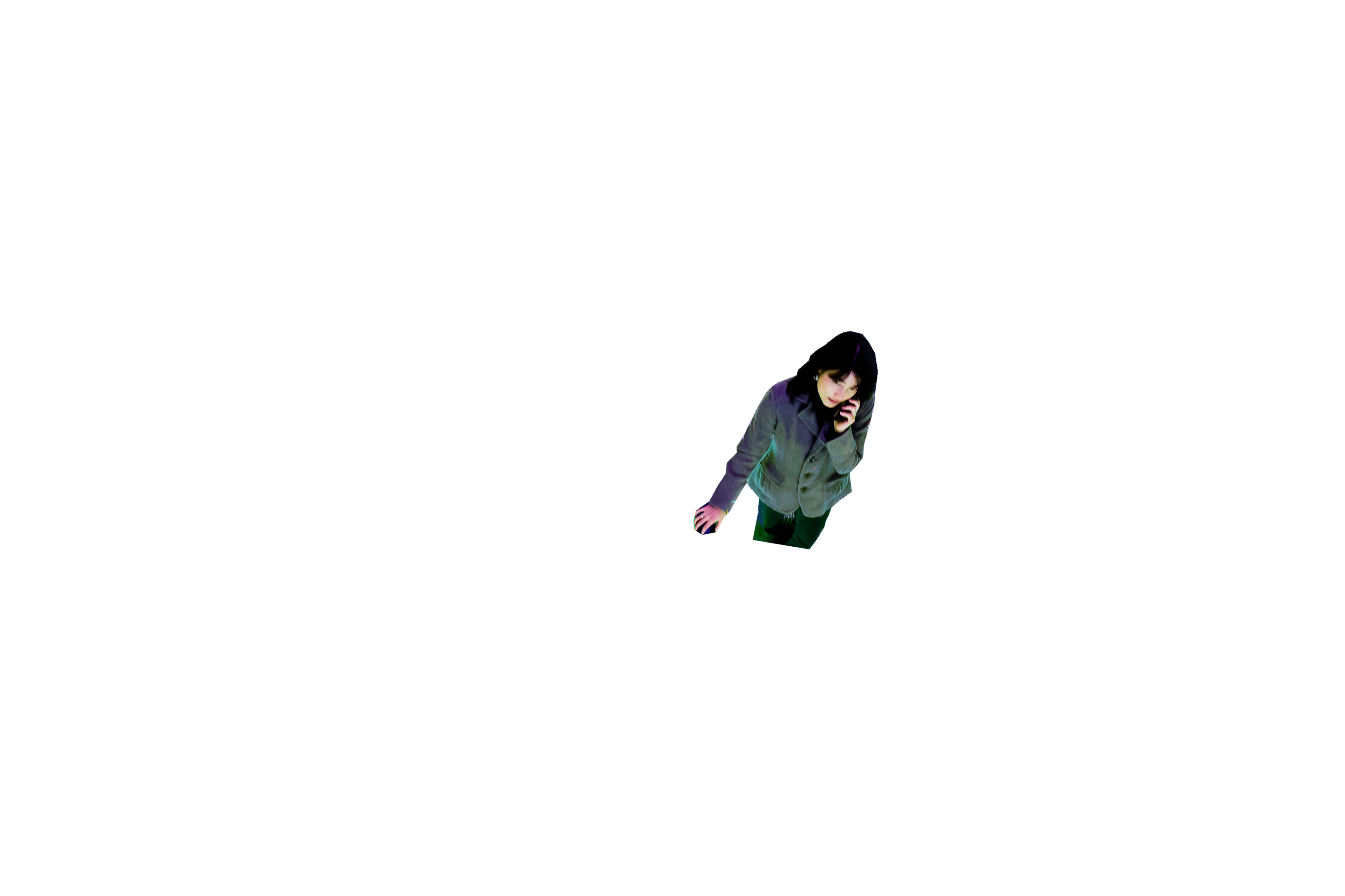 Japanese woman riding escalator