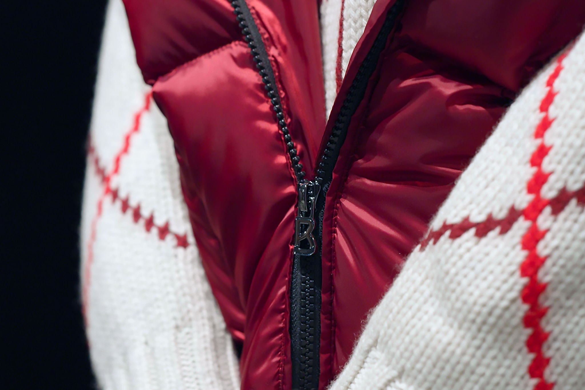 A detail shot of the BOGNER logo on a zipperpull