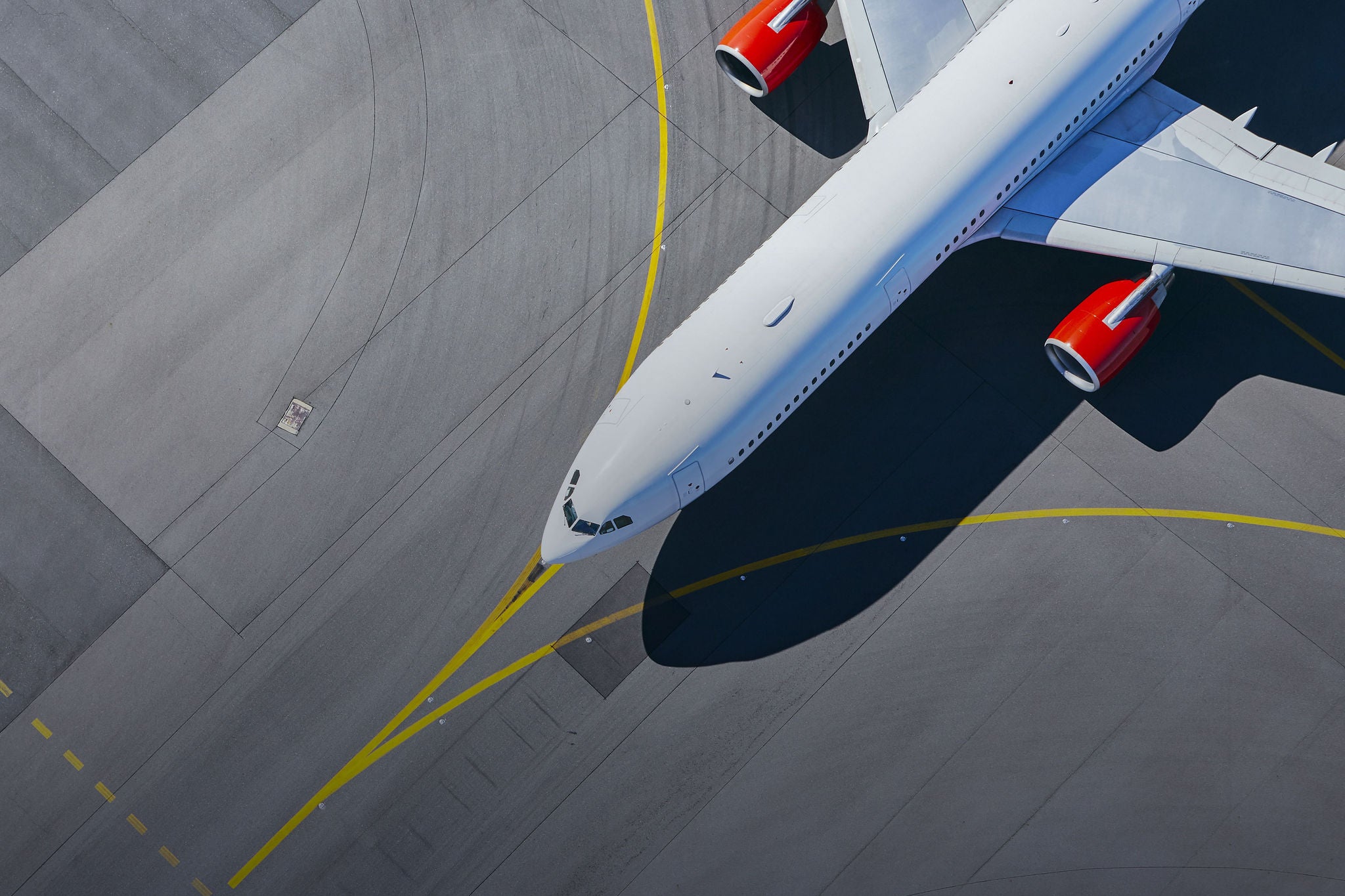  Airplane taxiing to runway before take off.